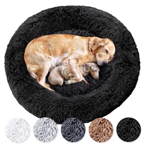 Wahre Tierliebe Hundebett Donut - Das Original - waschbar [XS, 60cm, schwarz] Hundekissen,...