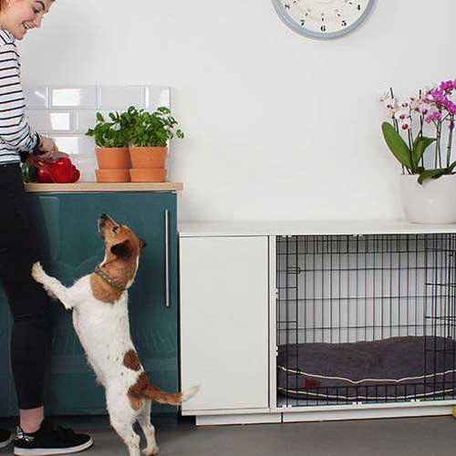 Hundeschrank mit integriertem Käfig