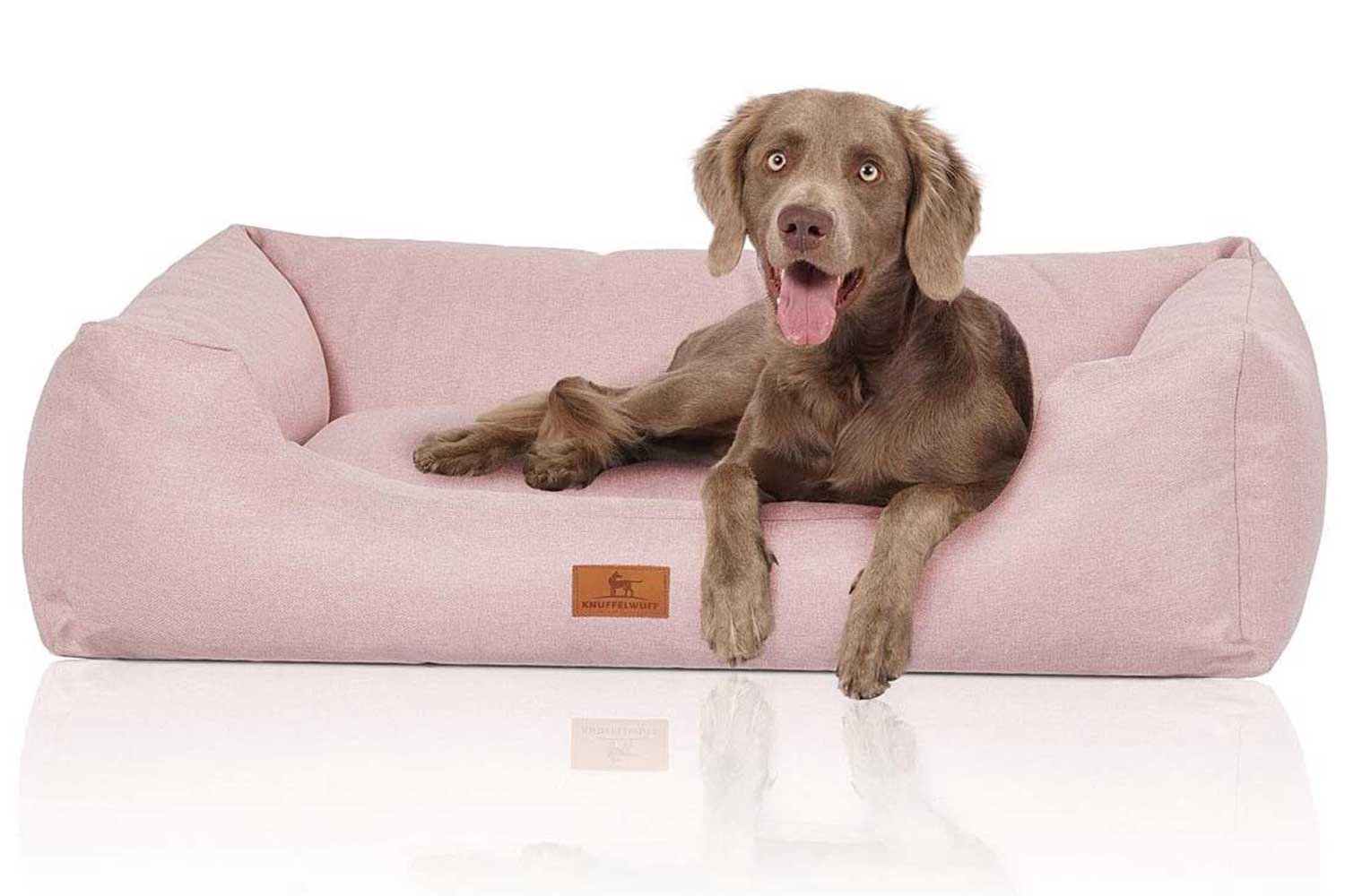 orthopädisches Hundebett aus Stoff in rosa