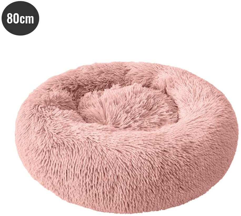 rosa Hundebett rund
